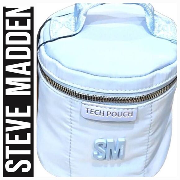 Steve Madden Quilted Logo Tech Pouch- Blue